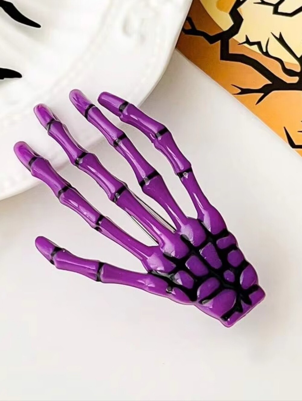 Purple Skeleton Hand Hair Clip